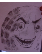 Kohlezeichnung von Welti mit Spermi auf Rückseite   DiIN A4