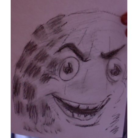 Kohlezeichnung von Welti mit Spermi auf Rückseite   DiIN A4