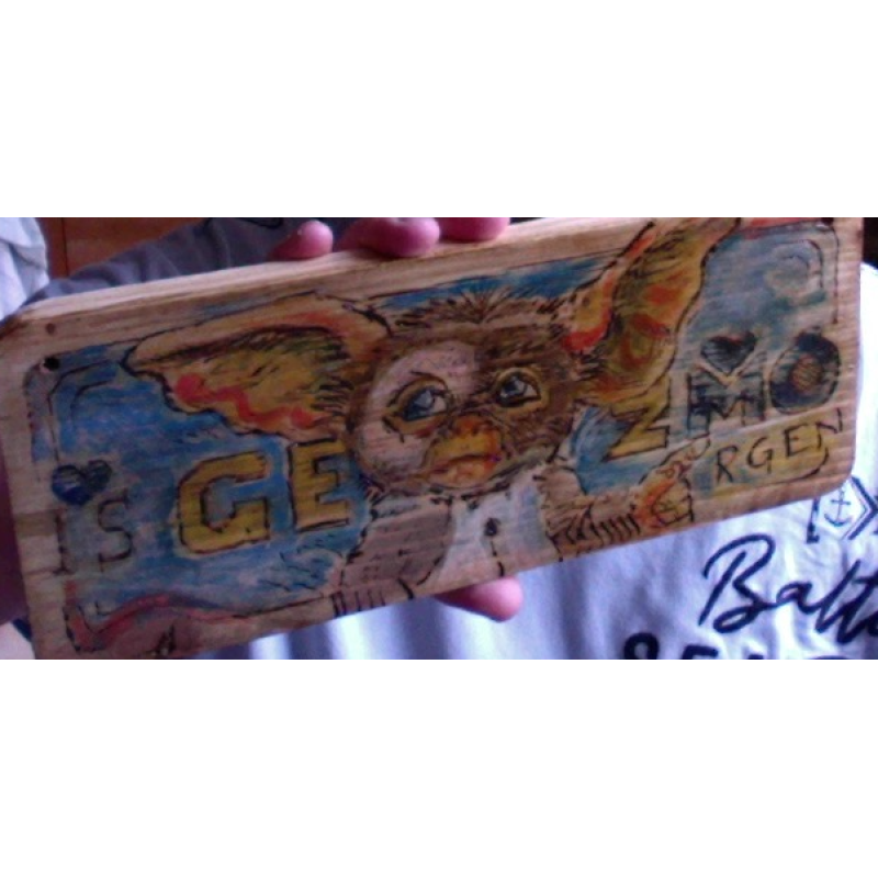 GEZMO/rgen  Lötkolbenarbeit auf Holz ca 30 cm breit ca 12,5 cm hoch