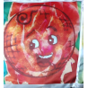 Kissen. Brennendes Welti Kind rote Rose 40 x 40 cm. Satinbezug  Wähnah Welti gelb leuchtendes ,  Bearth Welti rosa Abandschein