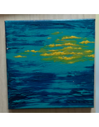 ORIGINAL Öl Bild Gemälde Himmel ca. 20 mal 20 cm