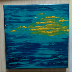 ORIGINAL Öl Bild Gemälde Himmel ca. 20 mal 20 cm