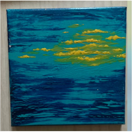 ORIGINAL Öl Bild Gemälde Himmel ca. 20 mal 20 cm