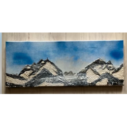 ORIGINAL Öl Bild Gemälde Berge sonnen ca 50 mal 19 cm