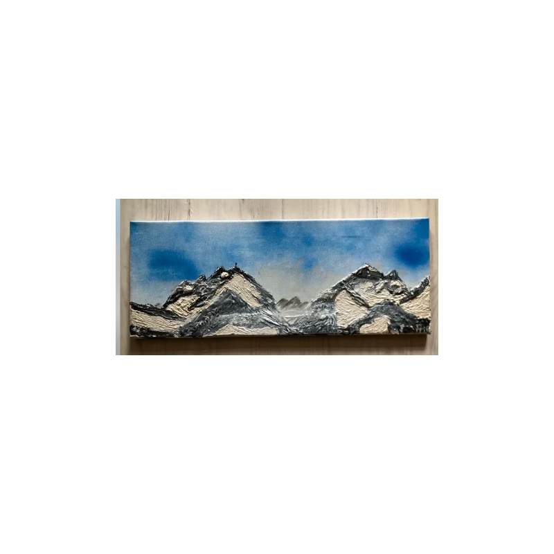 ORIGINAL Öl Bild Gemälde Berge sonnen ca 50 mal 19 cm