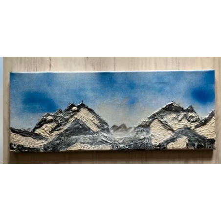 ORIGINAL Öl Bild Gemälde Berge sonnen ca 50 mal 19 cm