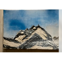 ORIGINAL Öl Bild Gemälde Berge sonnen ca 50 mal 19 cm