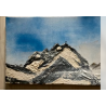 ORIGINAL Öl Bild Gemälde Berge sonnen ca 50 mal 19 cm