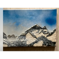 ORIGINAL Öl Bild Gemälde Berge sonnen ca 50 mal 19 cm
