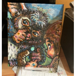 Gizmo & Monchichi Karl sind Freunde ca 24 cm breit ca 30 cm hoch auf Keilrahmen