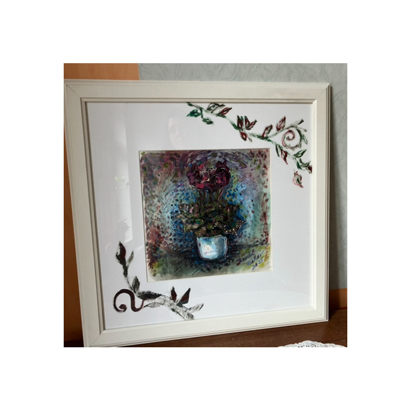 Die Alptraum Cyclamen Persikum ca 58 cm breit ca 58 cm hoch, weißer Glasrahmen